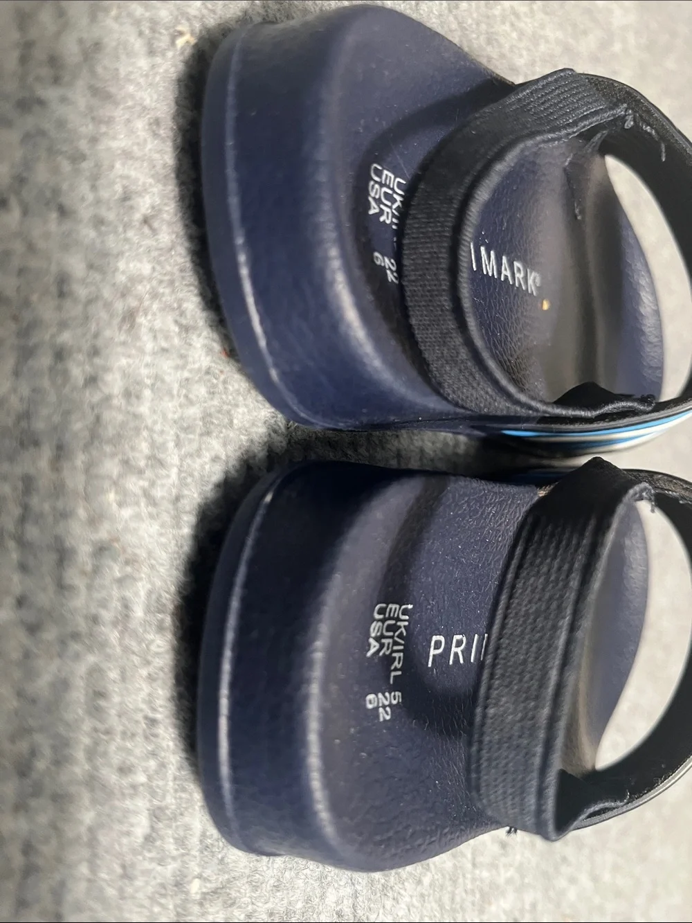 Primark Navy Slide Sandals with Blue & White Stripes